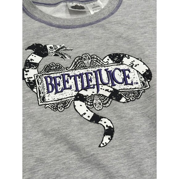 Beetlejuice Womens L Crewneck Gray Sweatshirt "The Ghost With The Most" Fall - Picture 2 of 6
